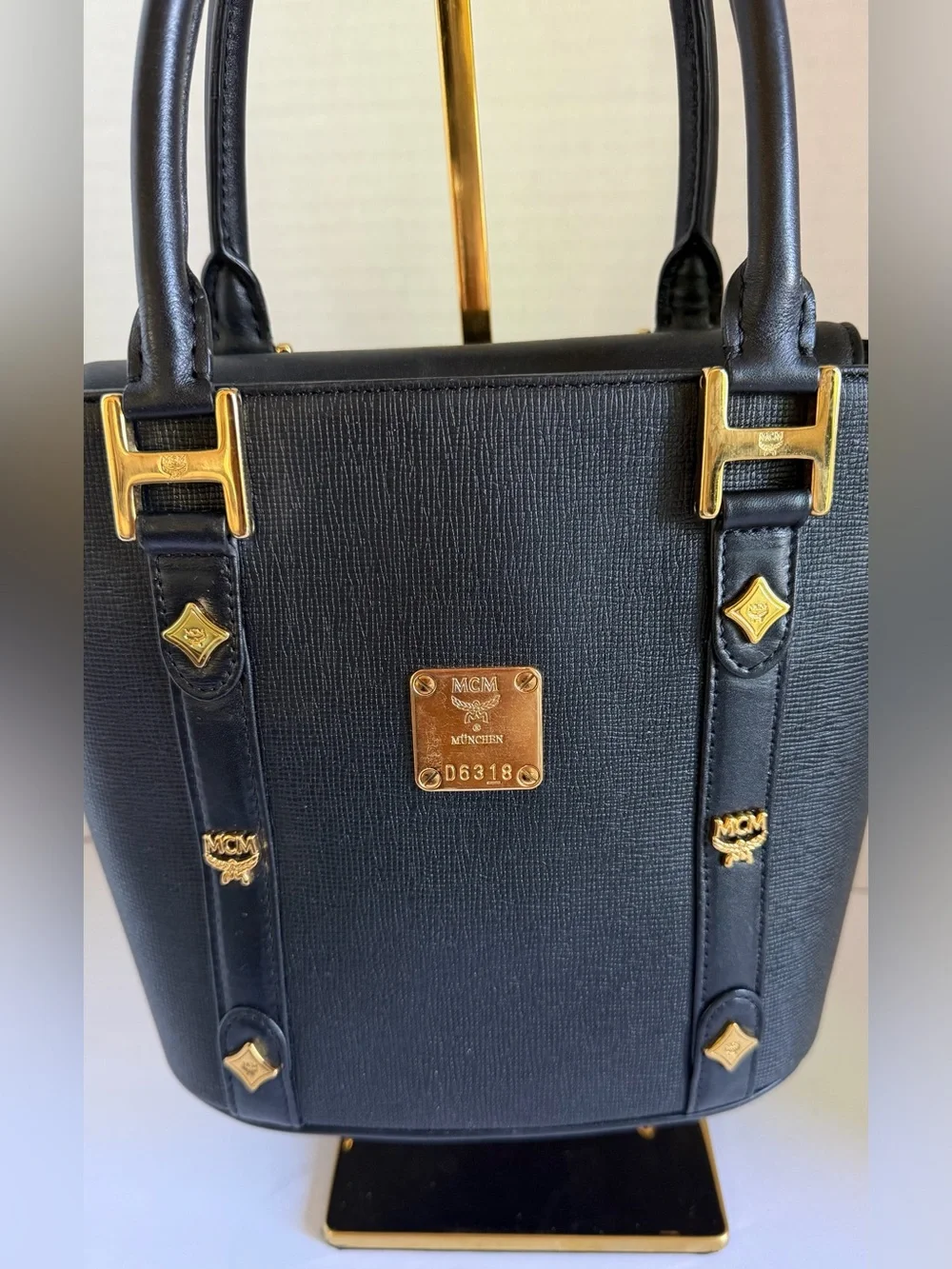 MCM Black Bucket Leather